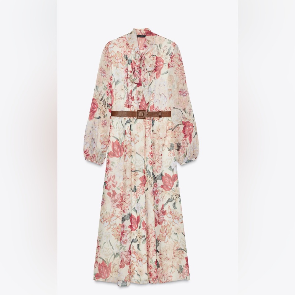Zara Floral Maxi Dress with Belt